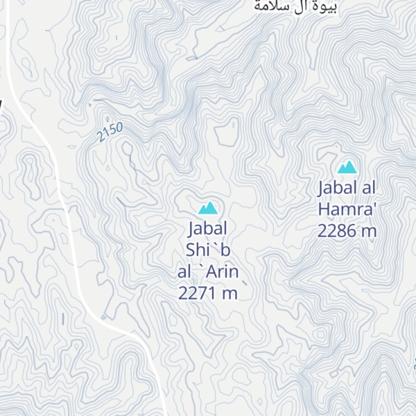Map of Jabal Shi`b al `Arin