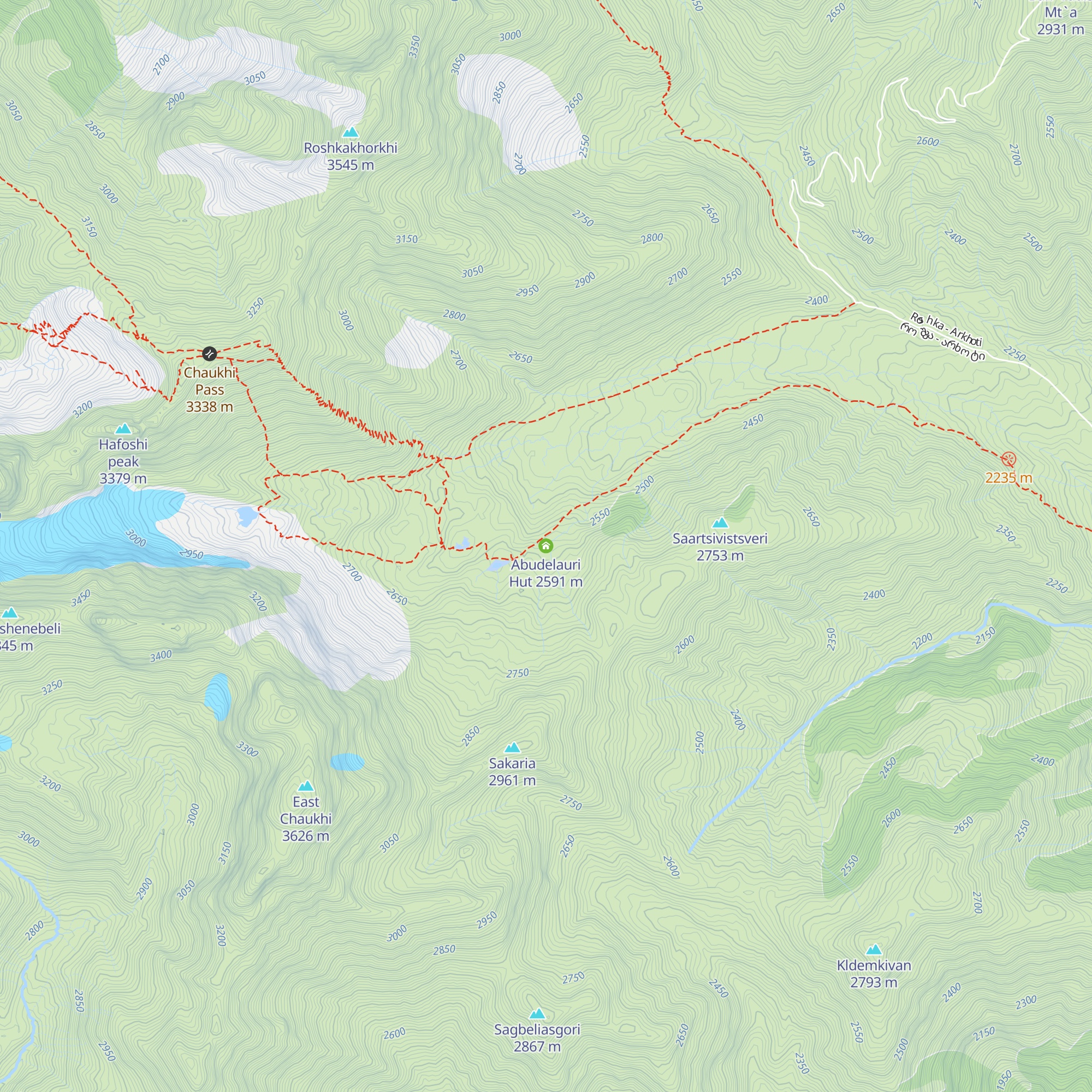 Abudelauri Hut map