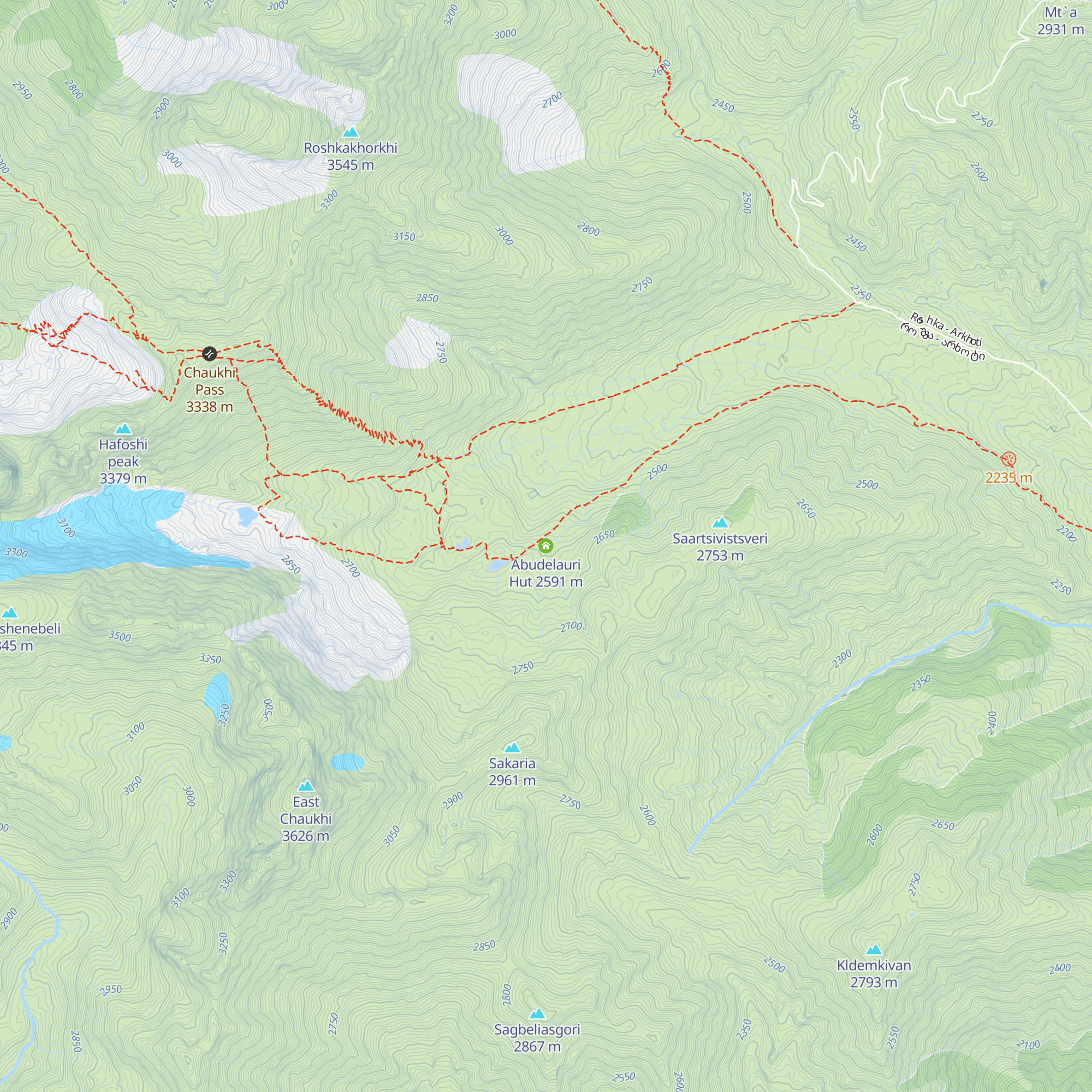 Abudelauri Hut map