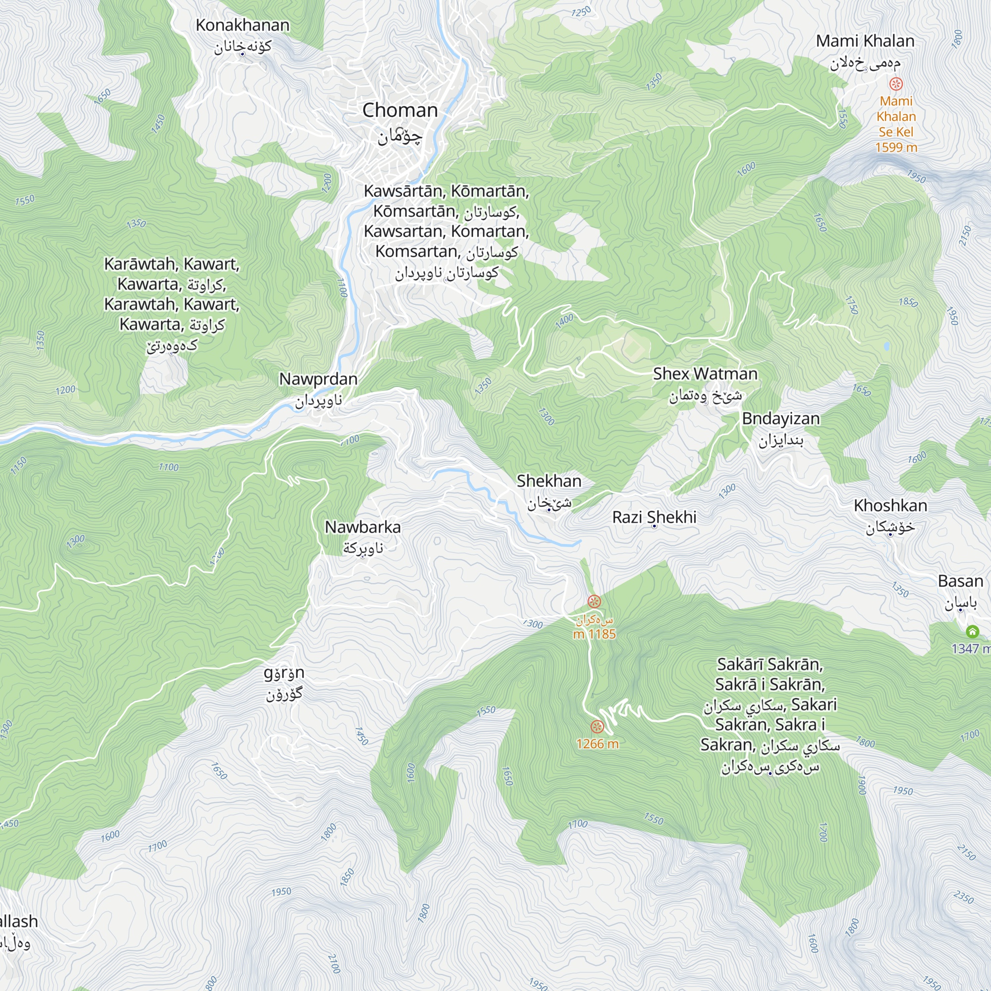 Sakran Touristic Huts map