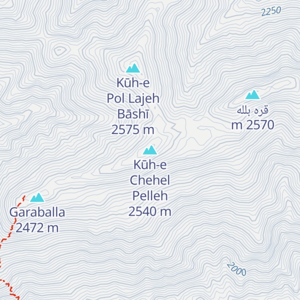 Map of Kūh-e Chehel Pelleh
