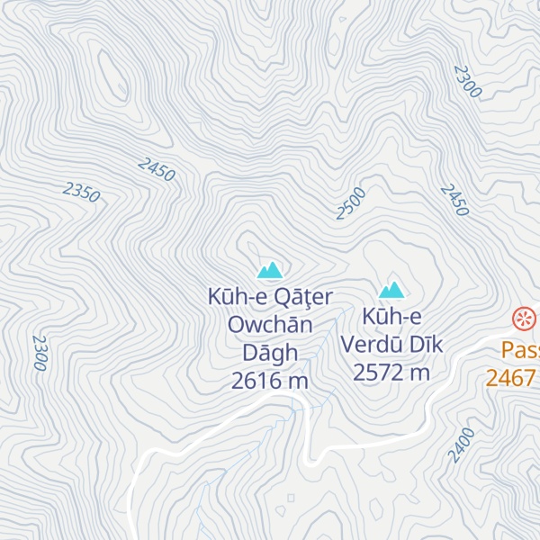 Map of Kūh-e Qāţer Owchān Dāgh