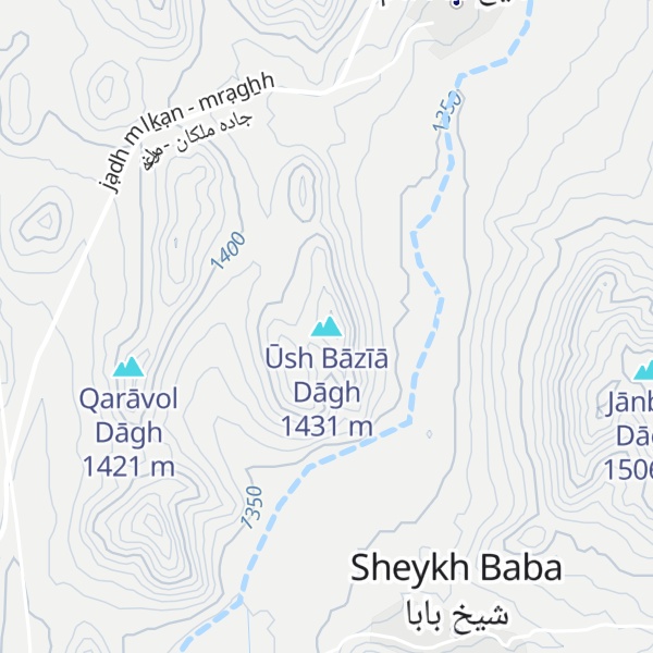 Map of Ūsh Bāzīā Dāgh