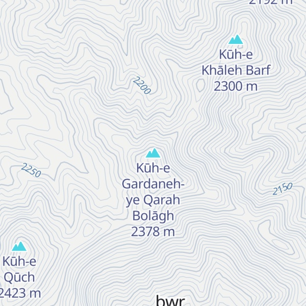Map of Kūh-e Gardaneh-ye Qarah Bolāgh