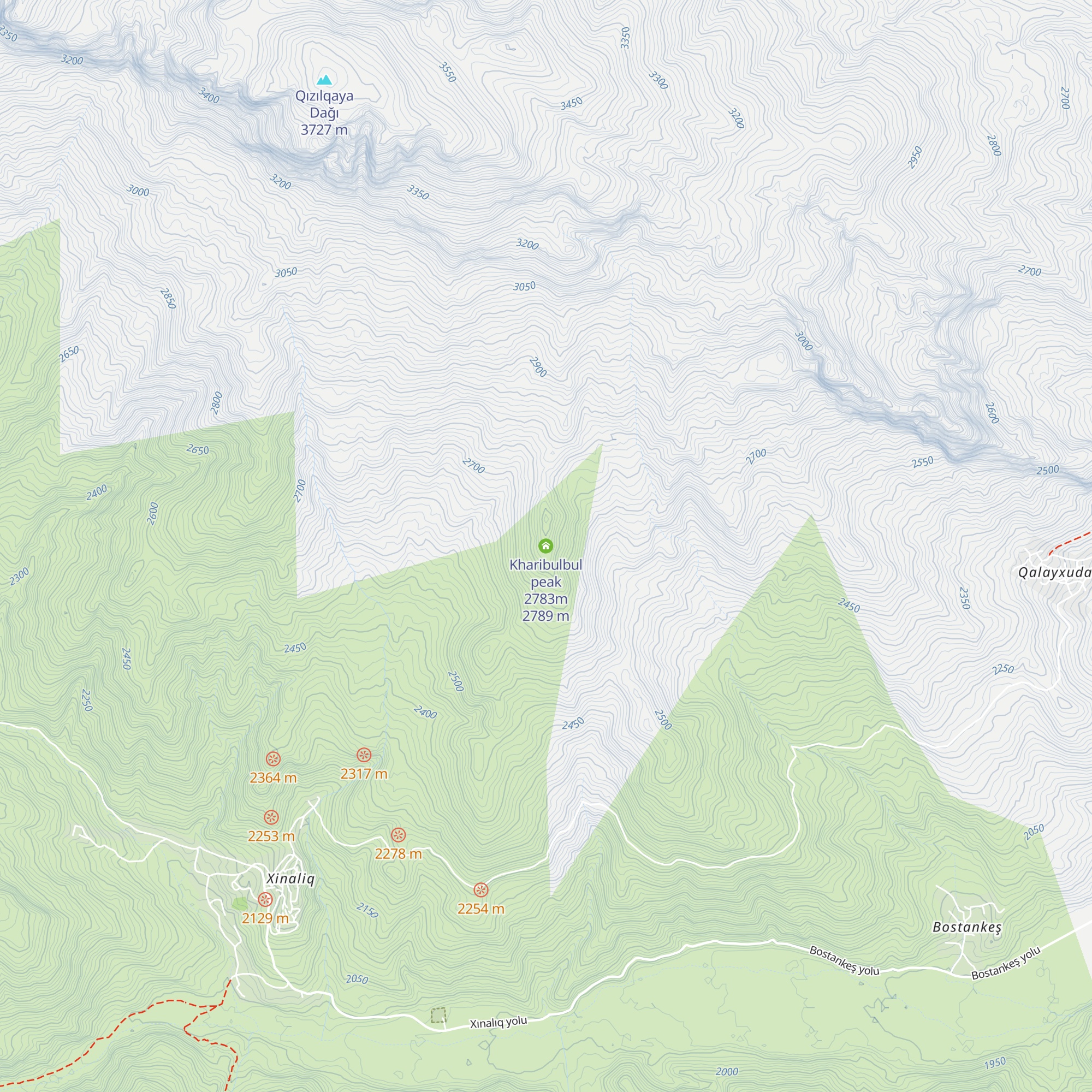 Kharibulbul peak 2783m map