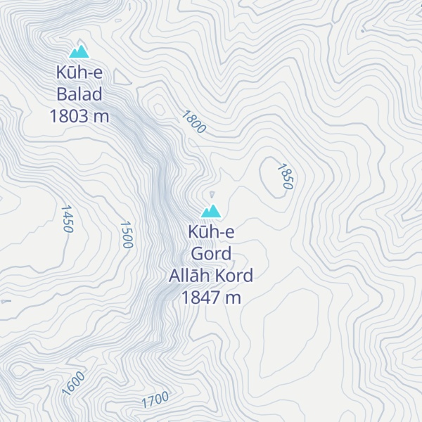 Map of Kūh-e Gord Allāh Kord