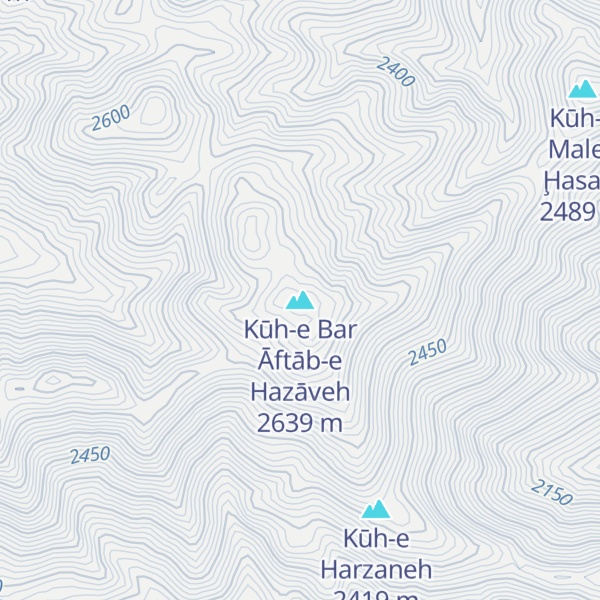 Map of Kūh-e Bar Āftāb-e Hazāveh