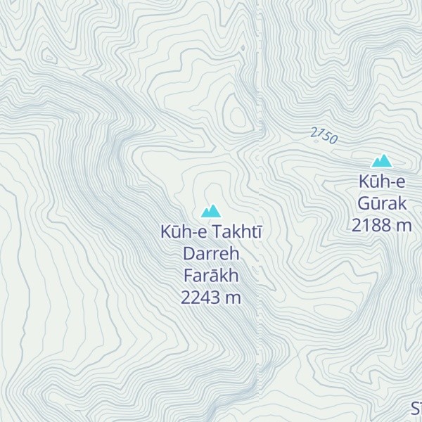 Map of Kūh-e Takhtī Darreh Farākh