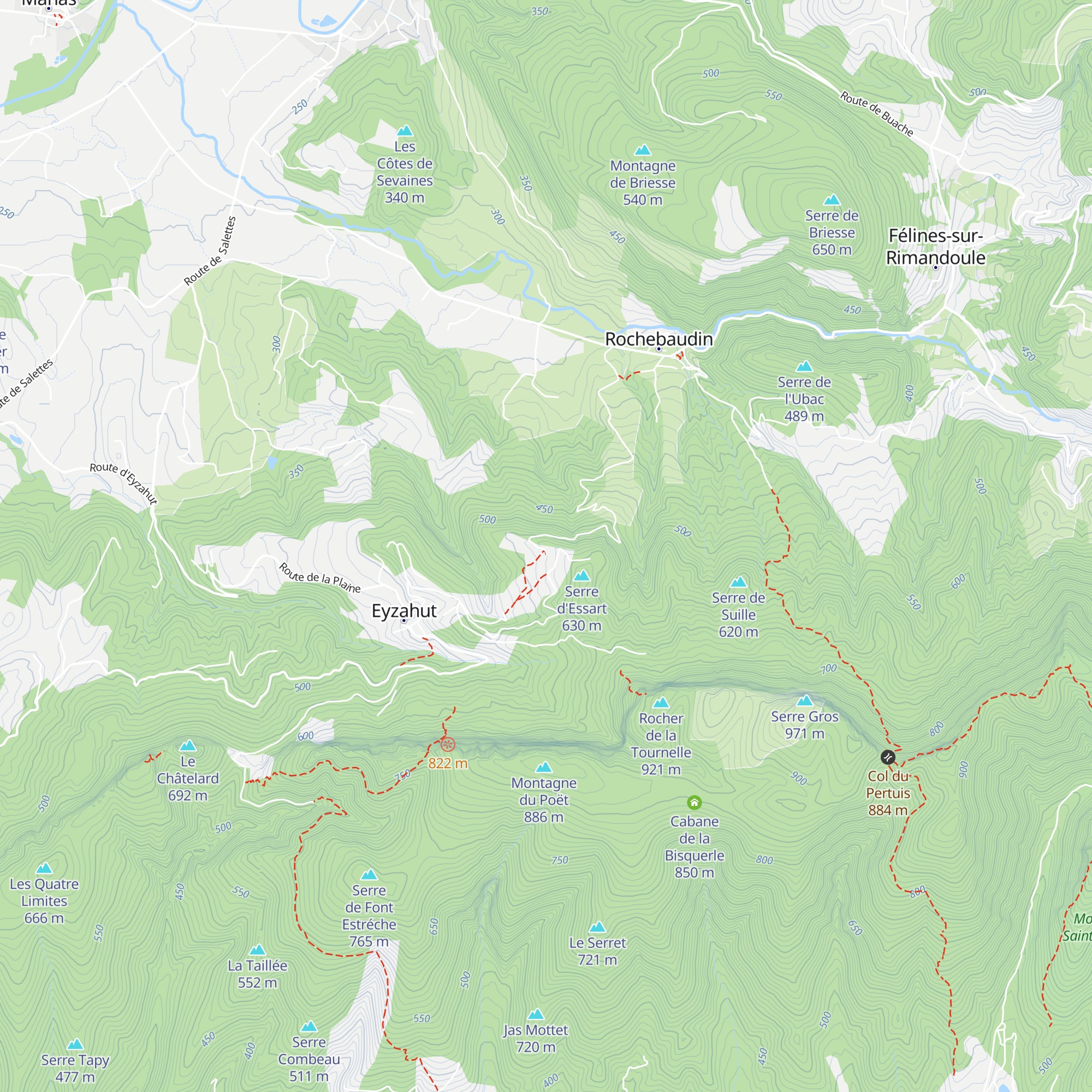 Les Ourières map