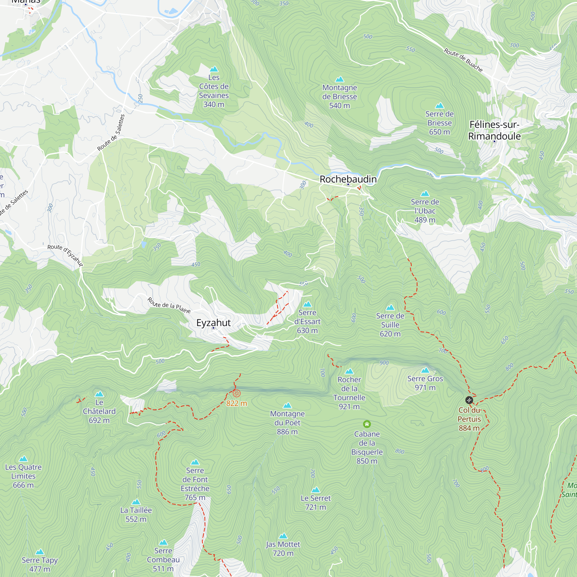 Les Ourières map