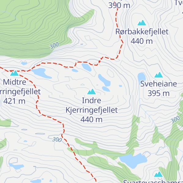 Map of Indre Kjerringefjellet