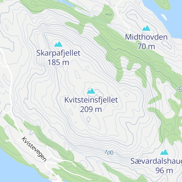 Map of Kvitsteinsfjellet