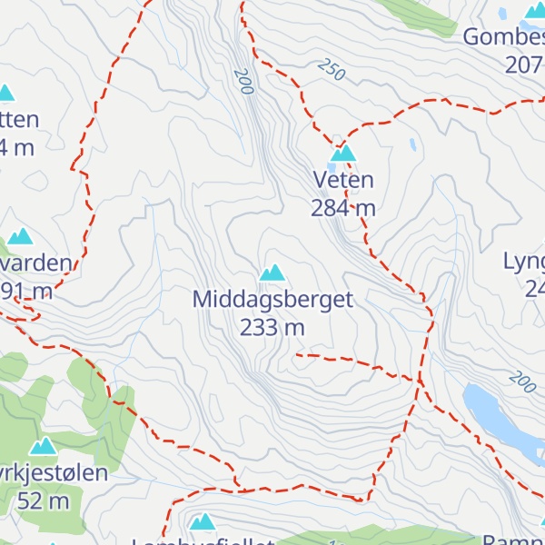 Map of Middagsberget