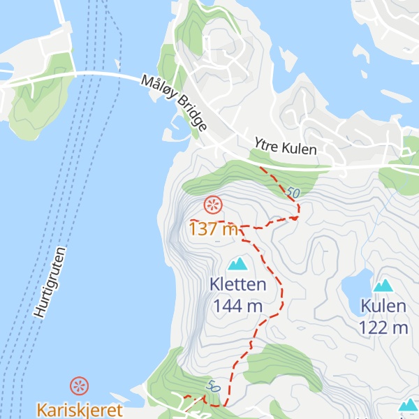 Map of Kletten dagsturhytte