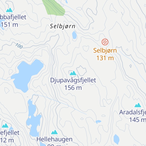 Map of Djupavågsfjellet
