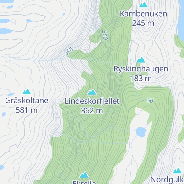 Map of Lindeskorfjellet