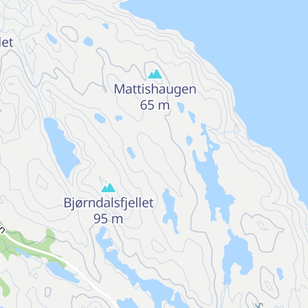 Map of Austre Bjørndalsfjellet