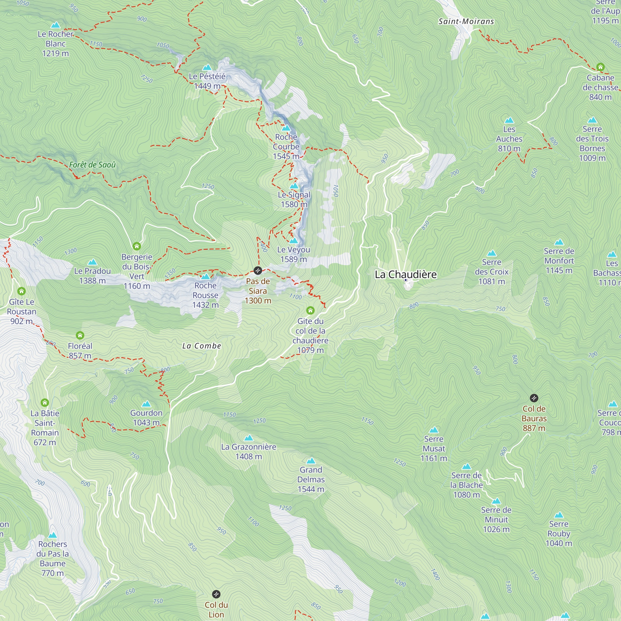Gite du col de la chaudiere map