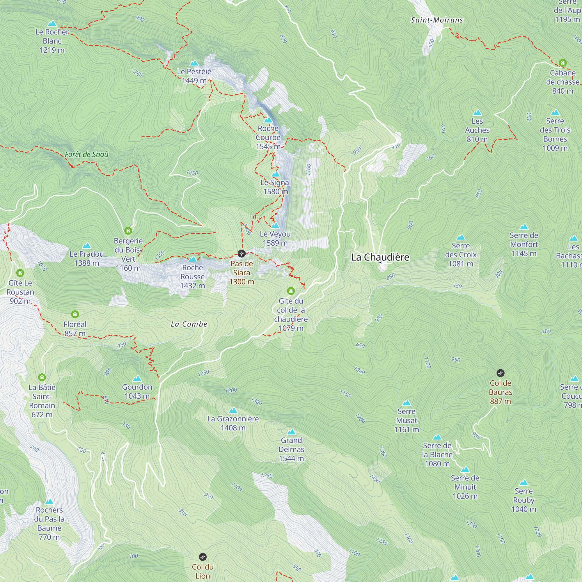 Gite du col de la chaudiere map