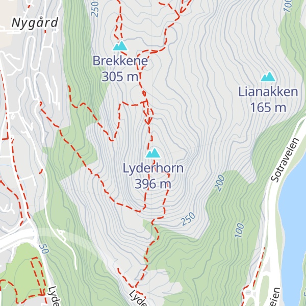 Map of Lyderhorn