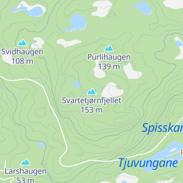 Map of Svartetjørnfjellet