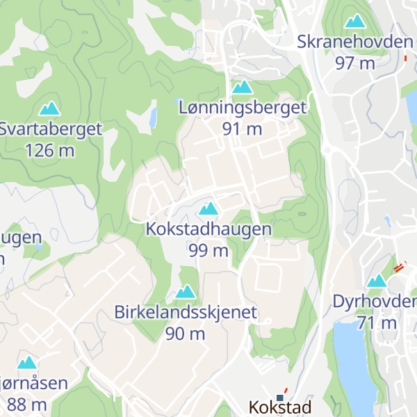 Map of Kokstadhaugen