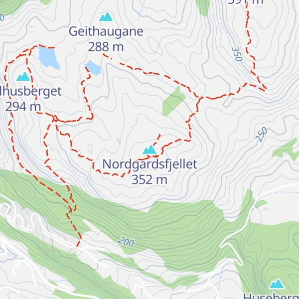Map of Nordgardsfjellet