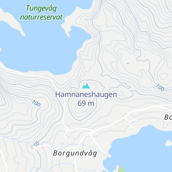 Map of Hamnaneshaugen