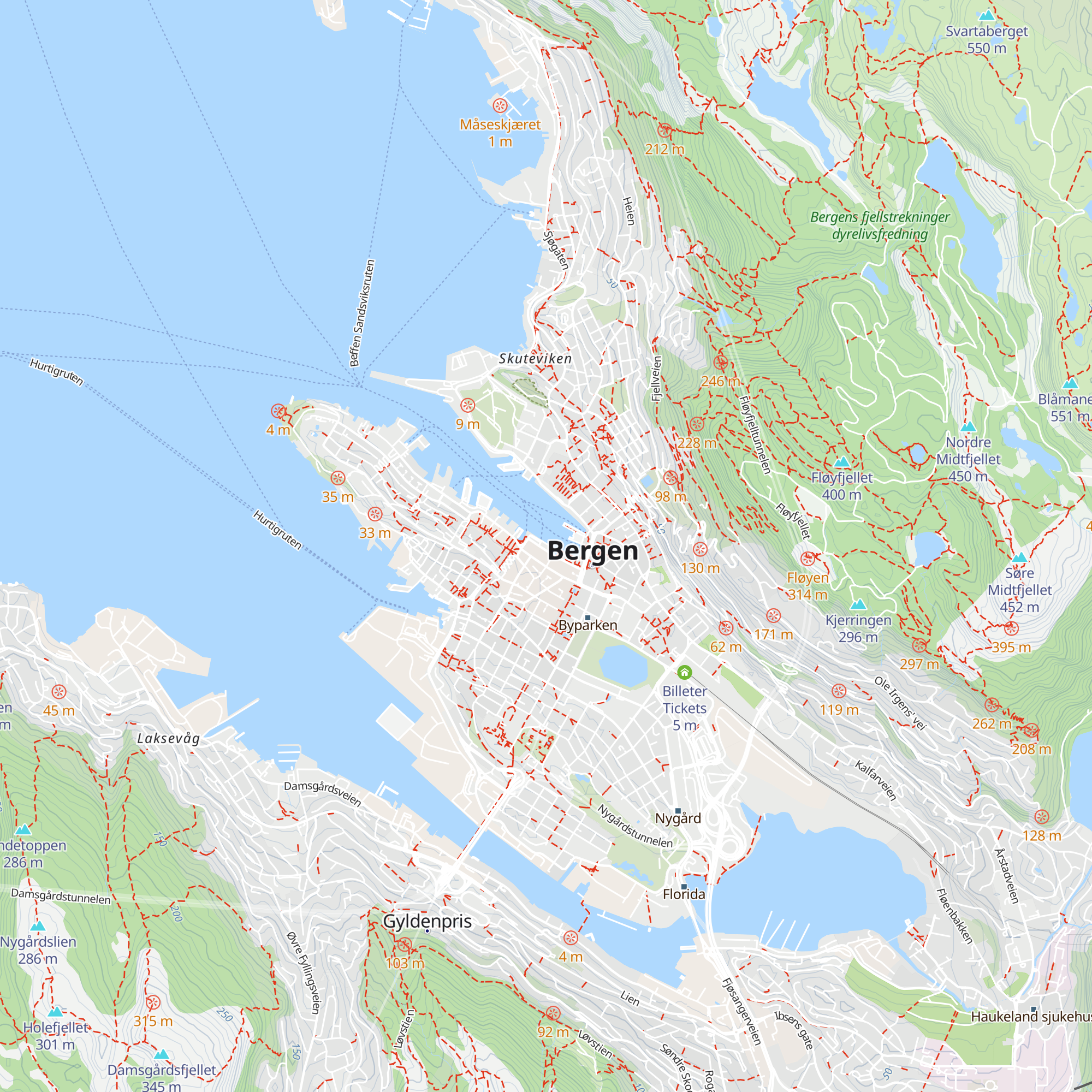 Bergen & Fjords map