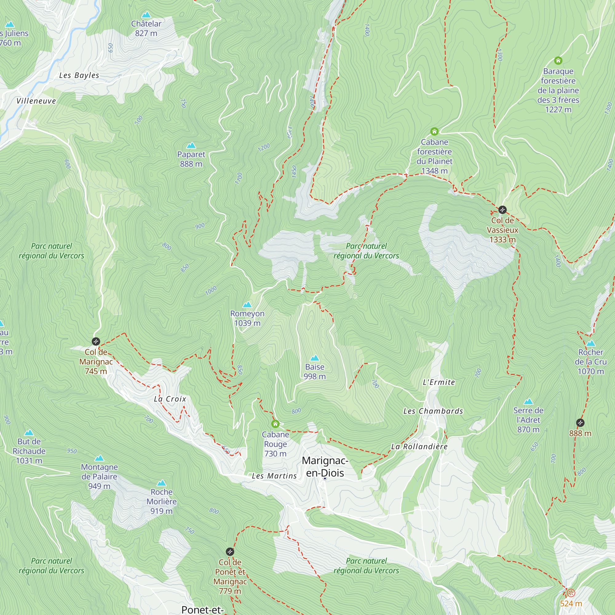 Cabane de Clos Hubert map