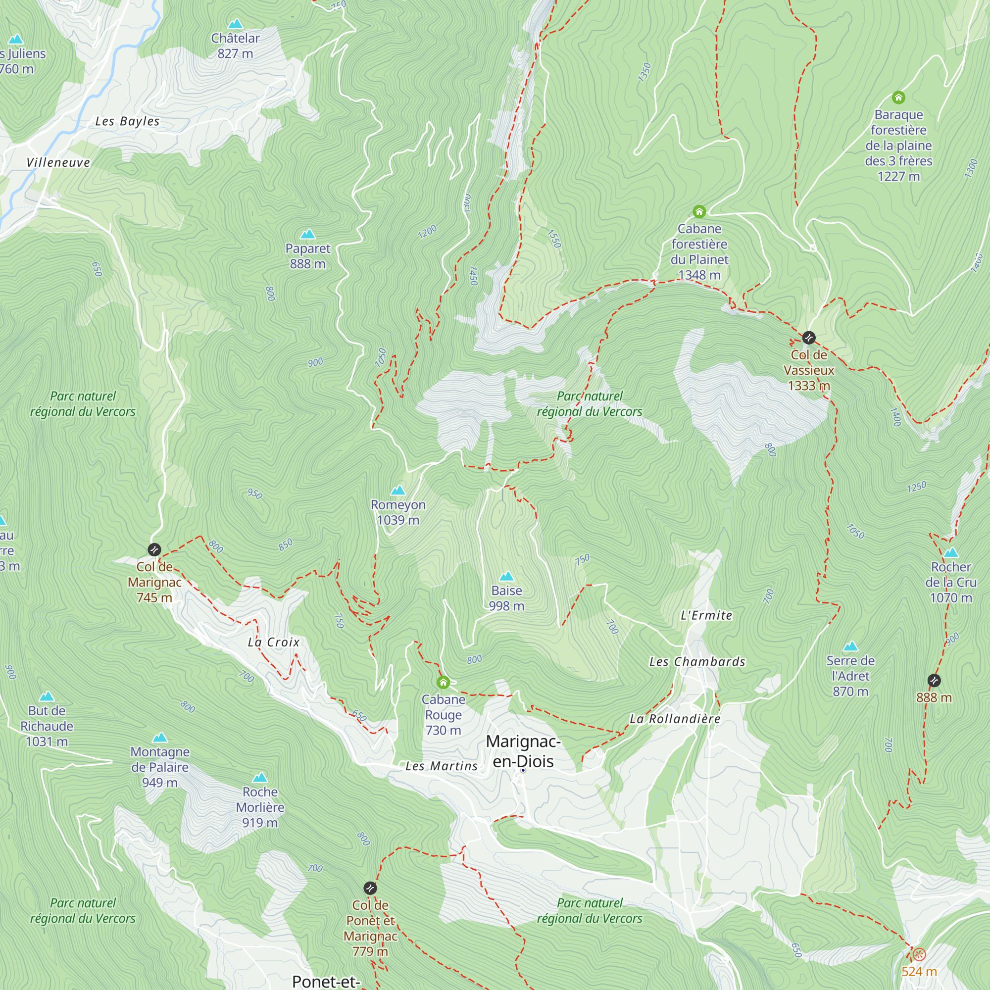 Cabane de Clos Hubert map