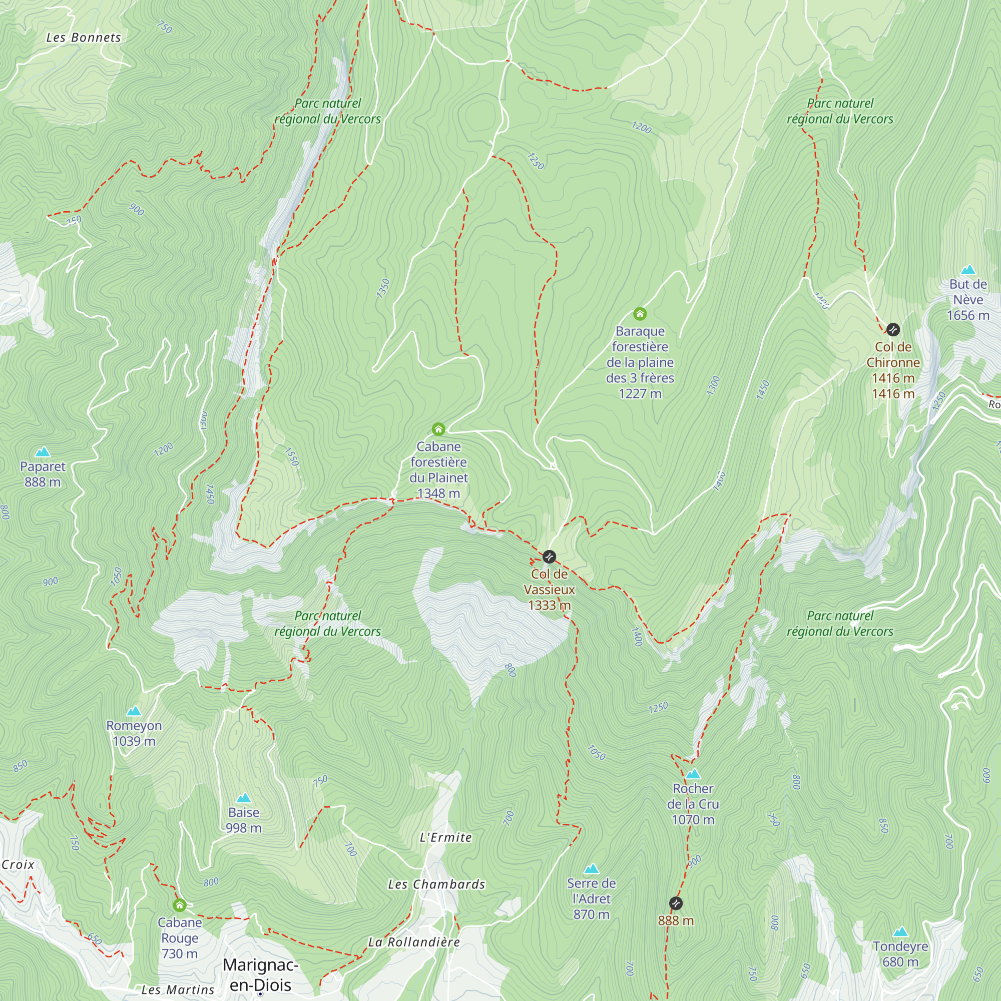 Refuge du Col de Vassieux map