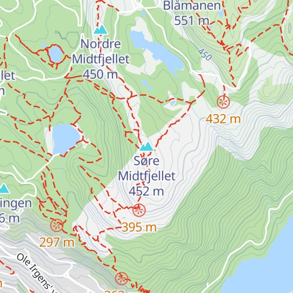 Map of Søre Midtfjellet