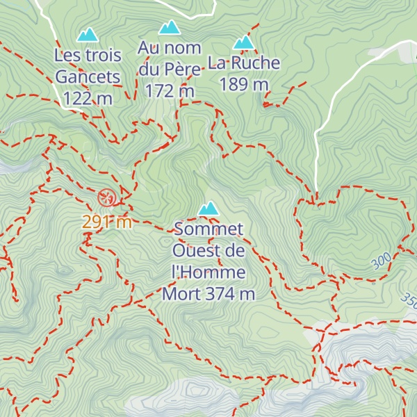 Map of Sommet Ouest de l'Homme Mort