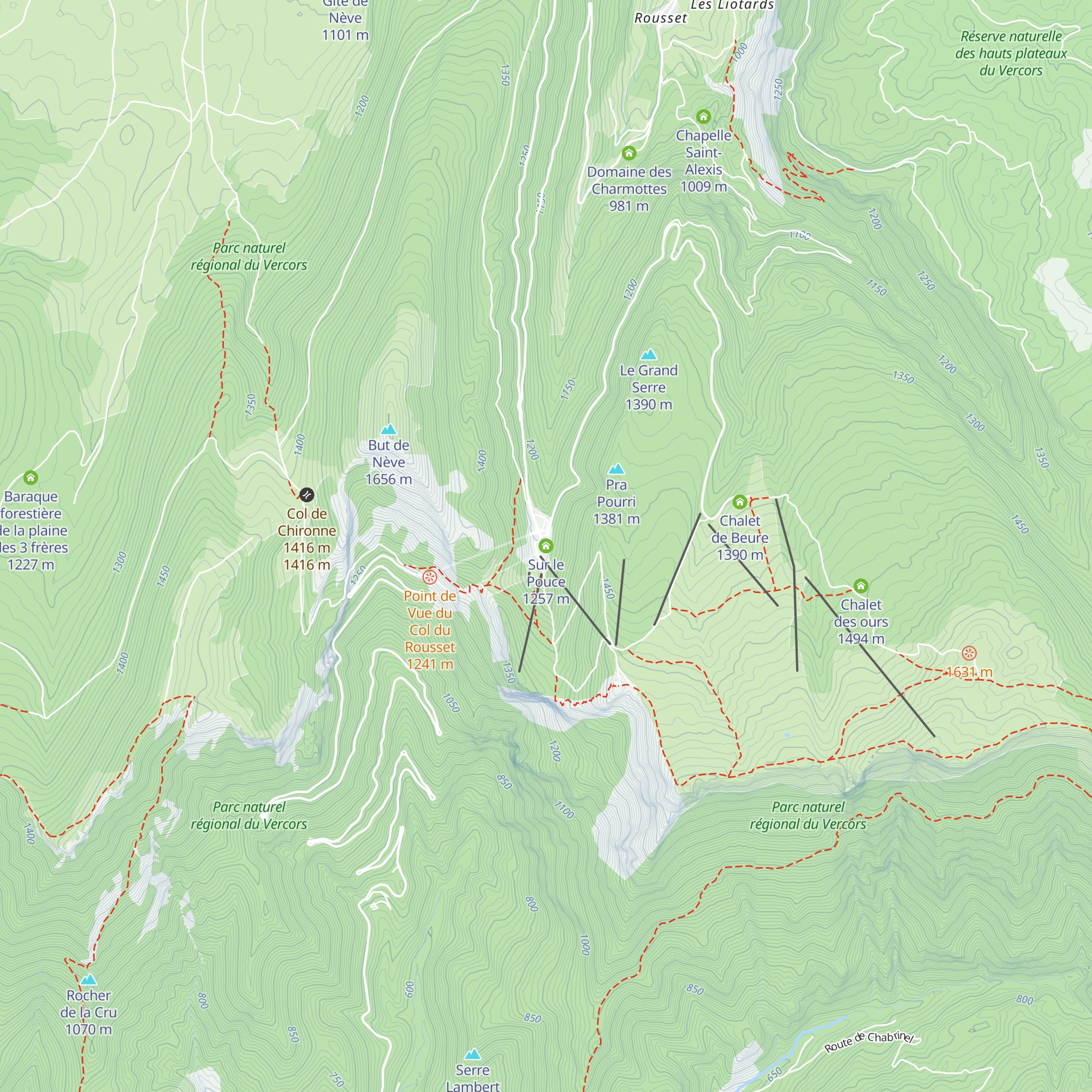 Sur le Pouce map