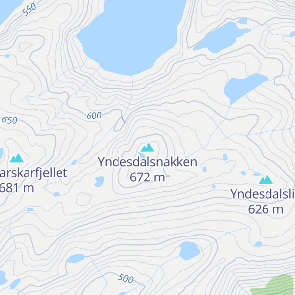 Map of Yndesdalsnakken