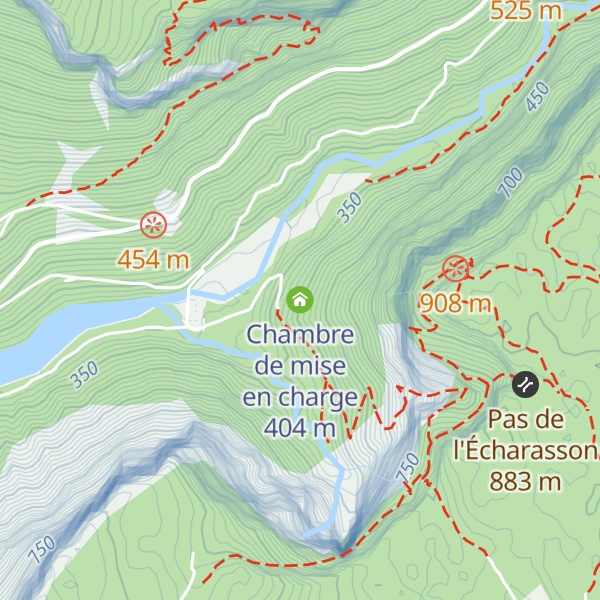 Map of Chambre de mise en charge