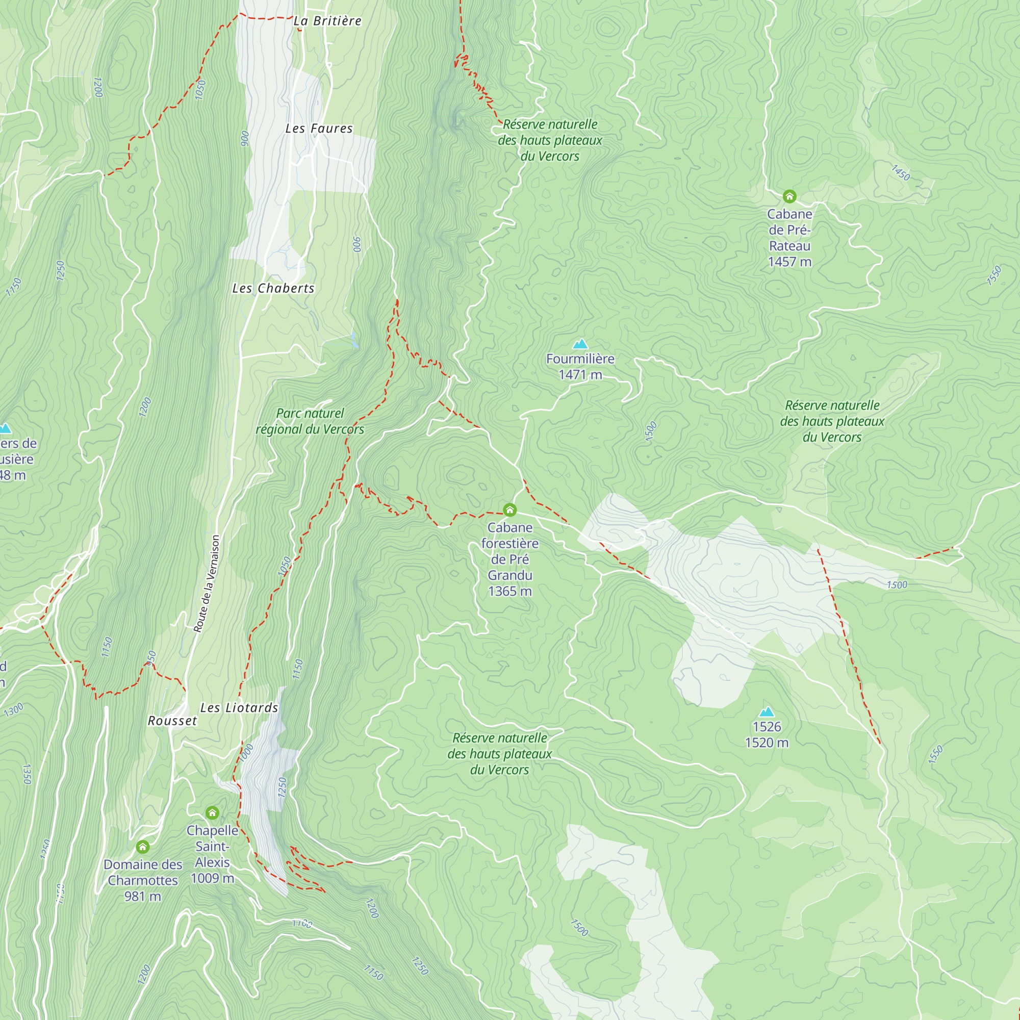 Cabane forestière de Pré Grandu map