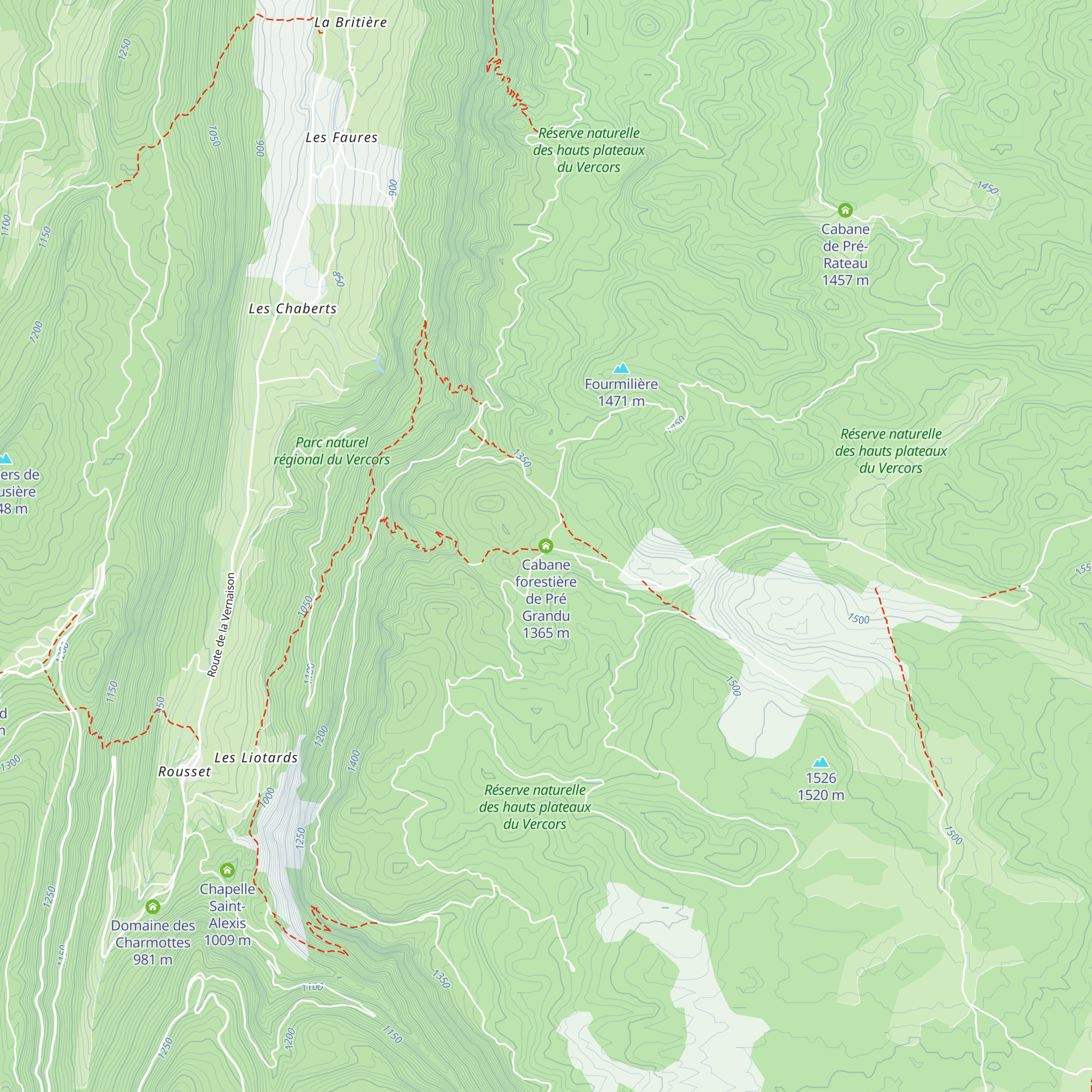 Cabane forestière de Pré Grandu map