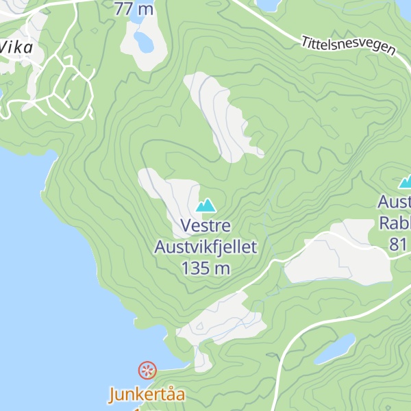 Map of Vestre Austvikfjellet