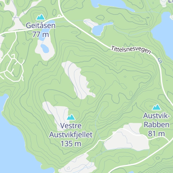 Map of Austre Austvikfjellet