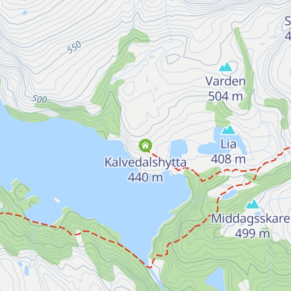 Map of Kalvedalshytta