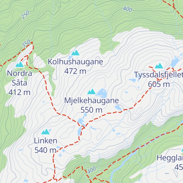 Map of Mjelkehaugane