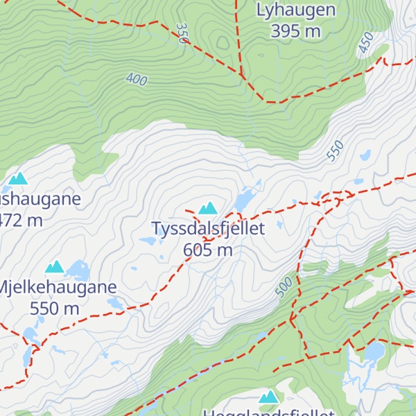 Map of Tyssdalsfjellet
