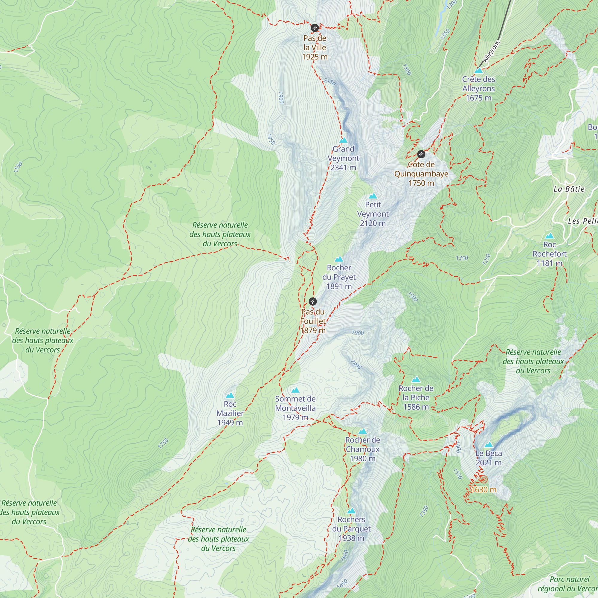 Cabane des Aiguillettes map