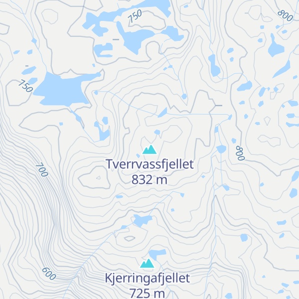 Map of Tverrvassfjellet