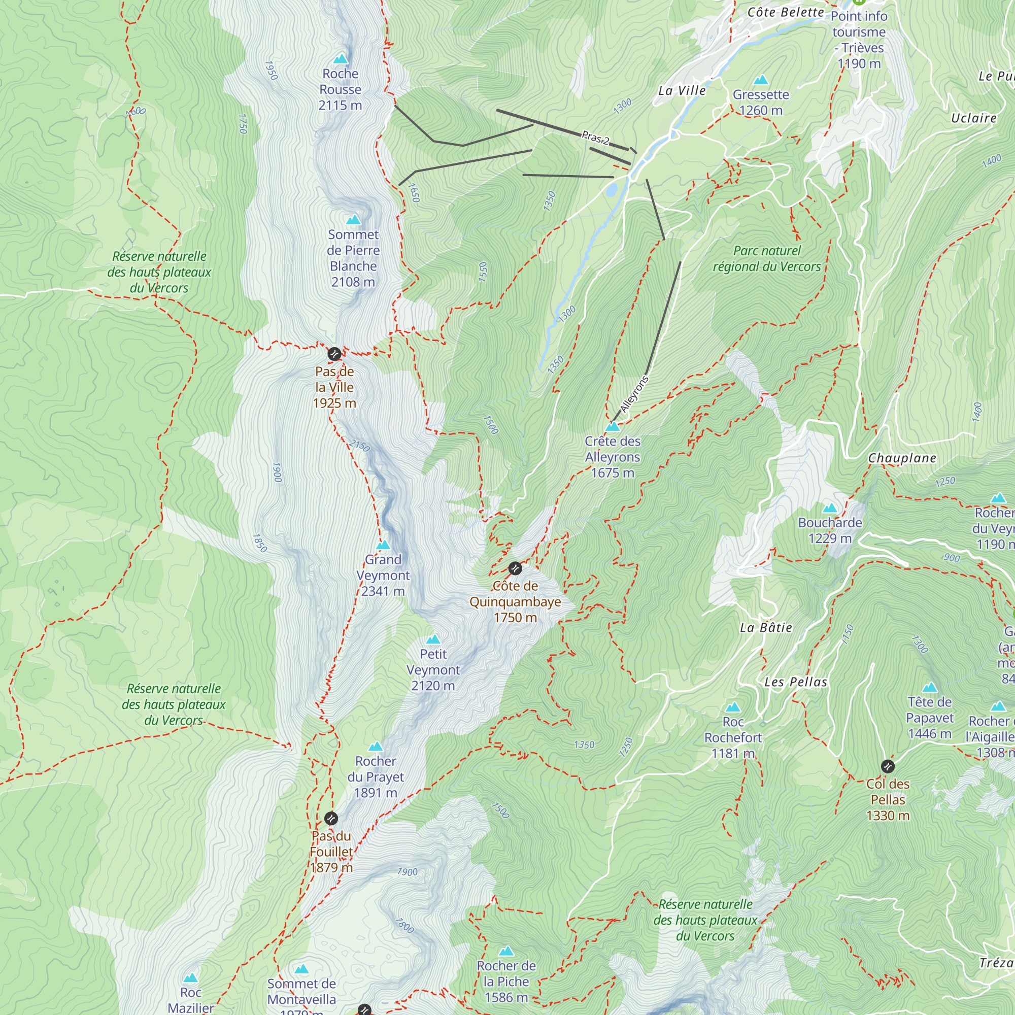 Baraque forestière du Veymont map