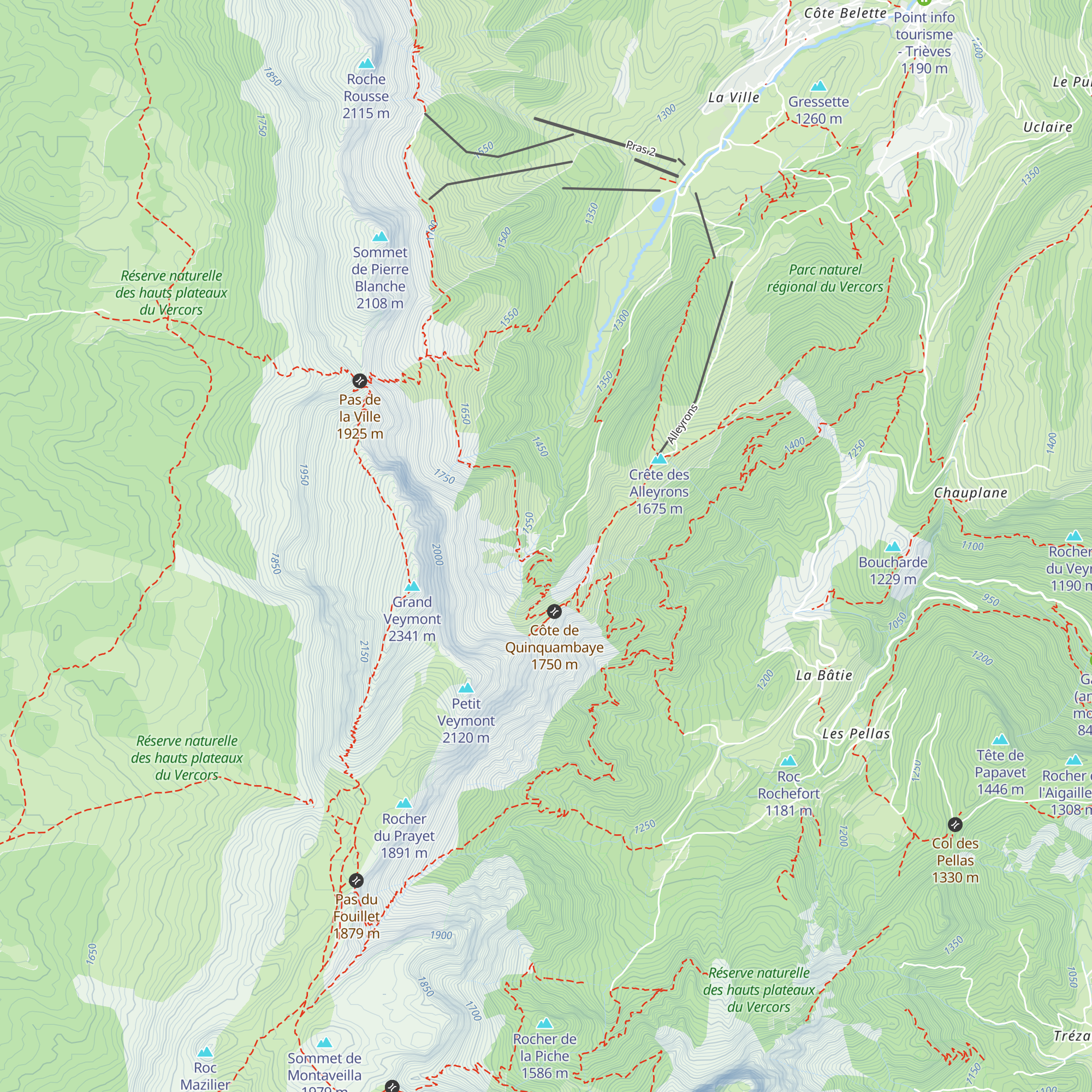 Baraque forestière du Veymont map