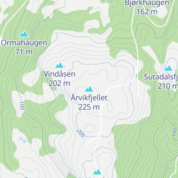 Map of Årvikfjellet