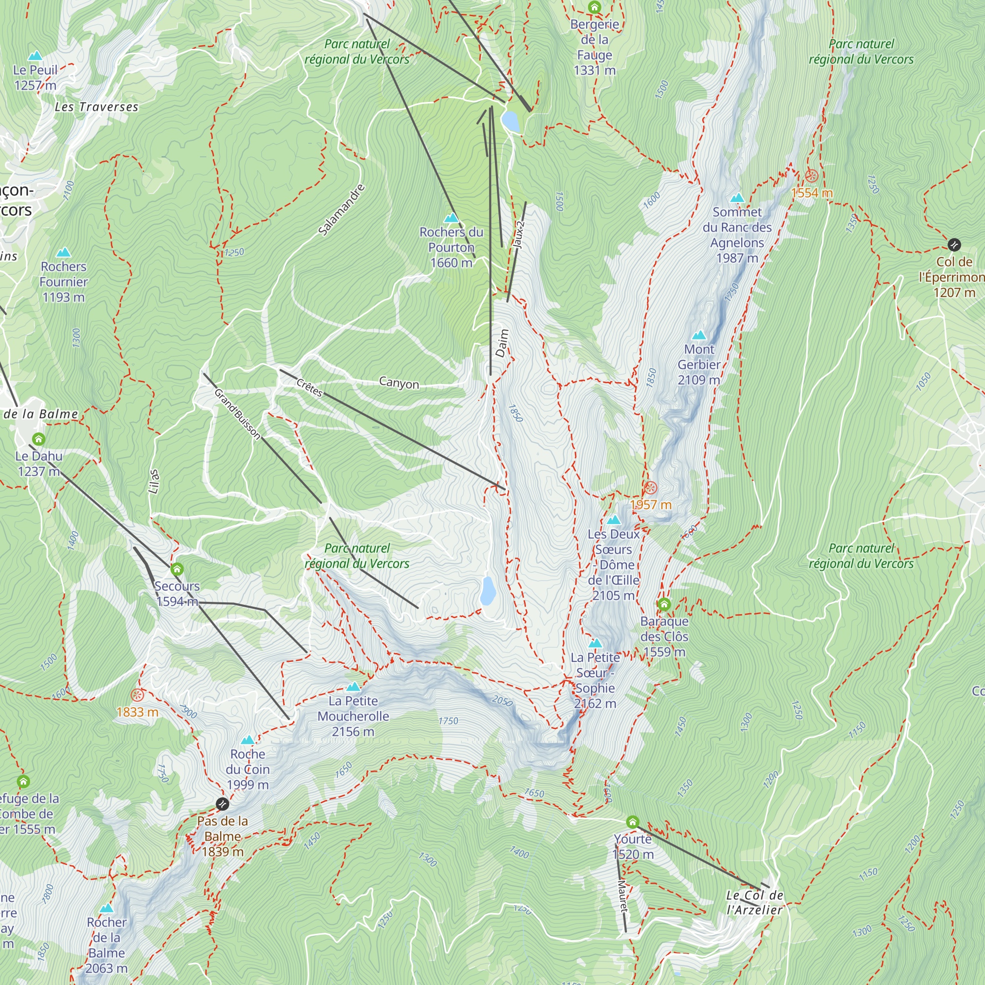 Refuge des Crêtes map